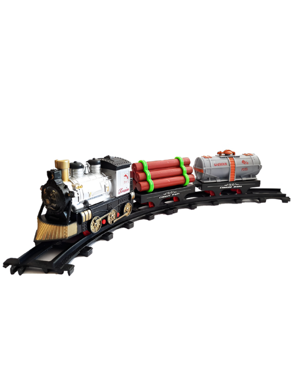 Classic Electric Train Set for Kids with Working Headlight, Realistic Sounds & Smoke - Battery Operated Rail Toys LMI7992