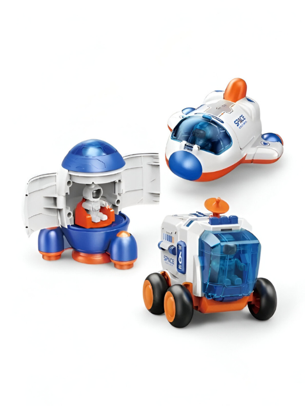 Mini Space Shuttle Building Kit | Orange & Blue Spaceship Model for Kids LMI12604