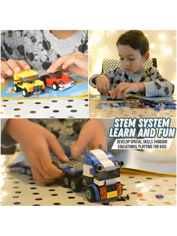 3-in-1 Transporter Building Brick Set – 264-Piece Educational