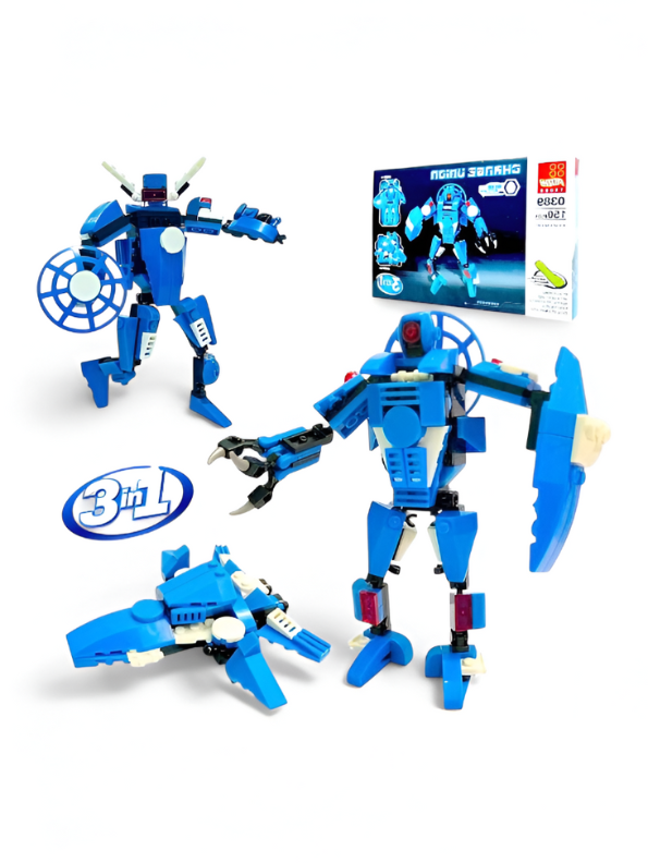 Change Union 3-in-1 Transforming Robot LEGO Set | Blue Mecha Building Blocks Toy (150 Pcs) TV4833