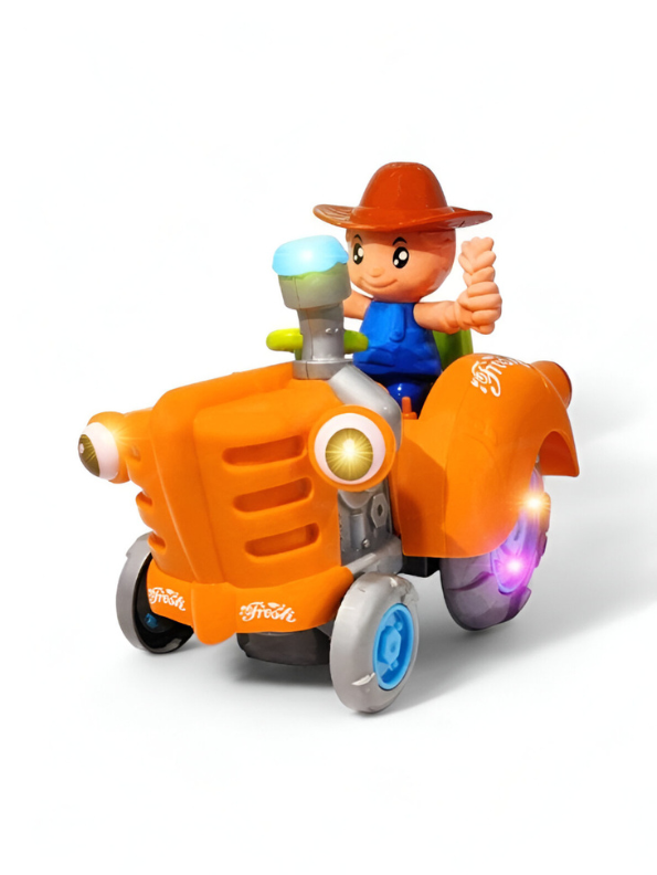 Interactive Bump & Go Toy Tractor with Flashing LED Lights & Music | Battery-Operated Farm Vehicle LMI13721