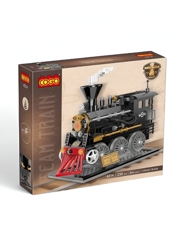 Classic Retro Steam Train LEGO Set | 238 PCS Vintage Locomotive Building Blocks Kit for Kids Ages 6+  TV4747