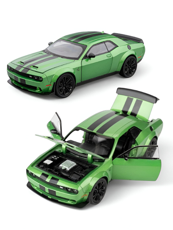 Lime Green Dodge Challenger SRT Hellcat Die-Cast Model Car 1:32 Scale - Opening Doors, Hood & Trunk LMI15610