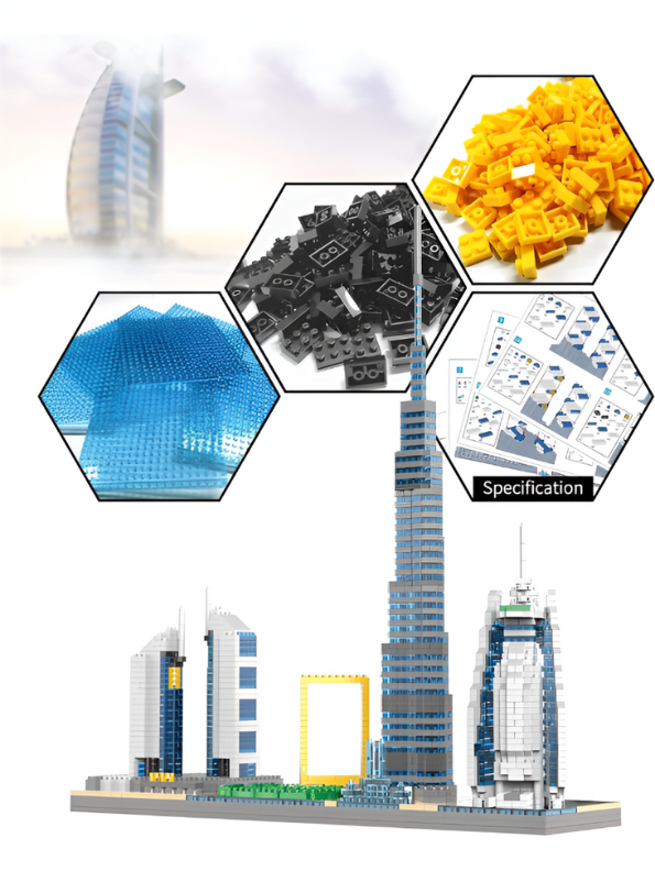 Dubai Skyline Architecture Micro Building Blocks – 2,545 Pieces Cityscape Model Toy (LEGO-Compatible) TV5884
