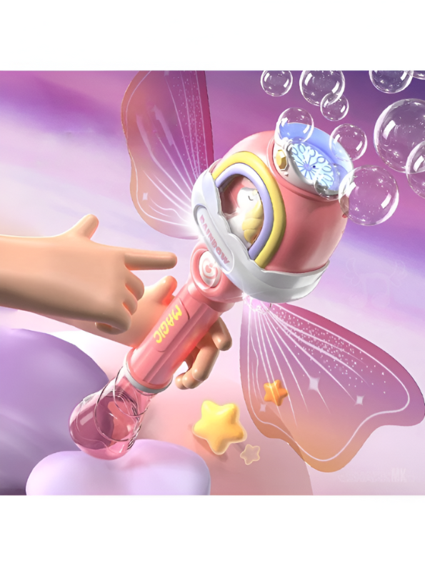 Angel Light Up Bubble Wand Toy for Kids | Flashing LED, Pink Fairy Wings & Music | Great Gift or Party Supply NX15767