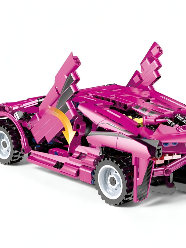 Pink Supercar Building Block Set - 929 PCS TECH-STORM Sports Vehicle LEGO Set - Lambocar Model for Ages 8+ TV5124