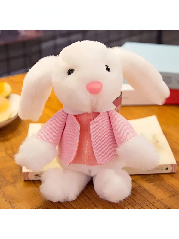 8 Inch Rabbit Soft Toy with Pink Cardigan - Plush Stuffed Bunny for Children LMI11372