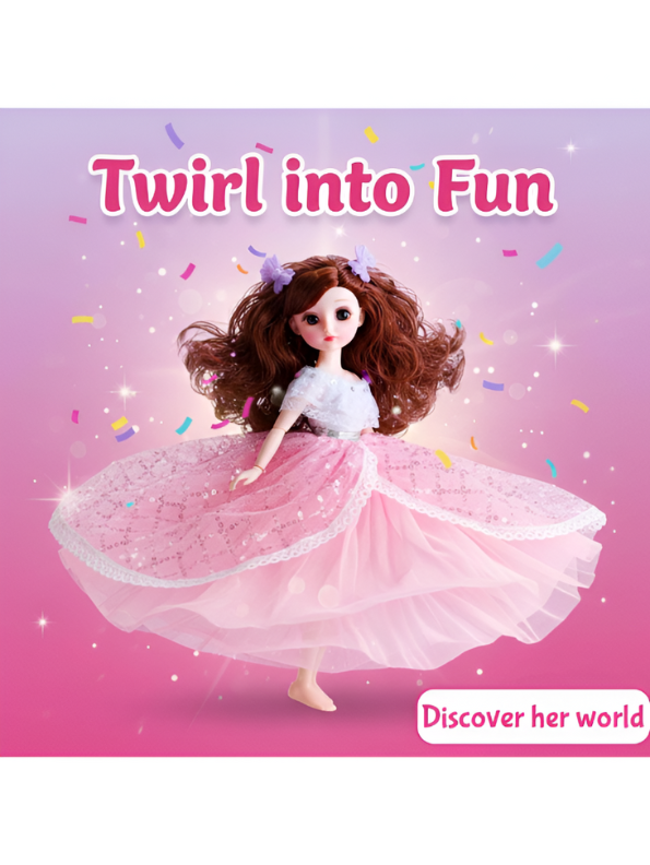 Fashion Doll in Light-Up/Glowing Pink Ball Gown | Binna "A Heavenly Beauty" Doll with Brown Hair LMI14886