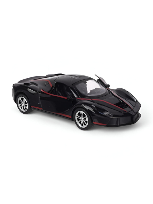 Black Ferrari LaFerrari Toy Car 1:28 Scale for Kids & Adults | Premium Pull Back Action Model LMI14892