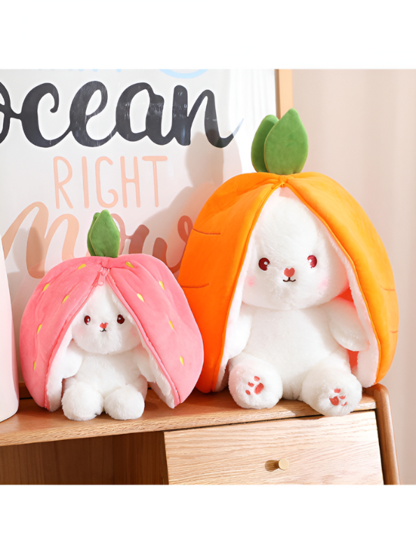 Cute Strawberry Rabbit Plush Toy - Kawaii Strawberry Bunny Stuffed Animal Soft Toy for Girls & Kids, Perfect Gift & Decor LMI11108