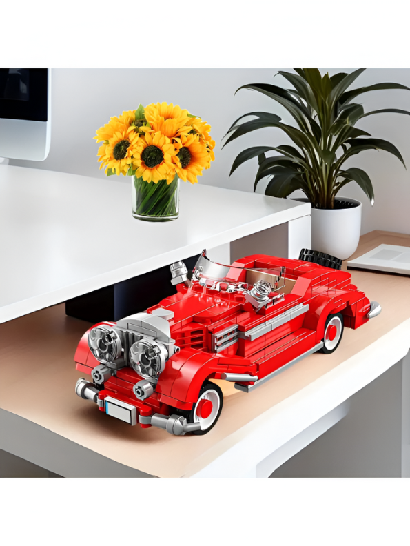 Red Vintage Antique Car LEGO Set | 334 PCS Classic Retro Car Model Building Blocks Kit for Ages 6+  TV3926
