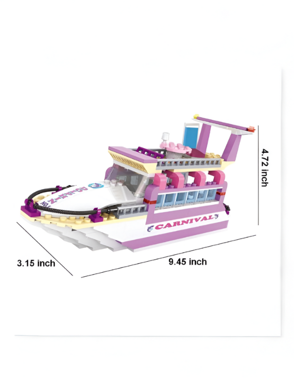 Dream Girls Carnival Cruise Yacht Building Block Set - 318 PCS Luxury Boat LEGO Set - Tropical Vacation Toy for Kids Ages 6+ TV5633