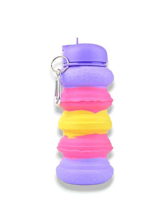 Stackable Collapsible Water Bottle with Carabiner Clip | Fun Silicone Kids' Sipper | Portable, Leak-Proof & BPA-Free" NOVGBT-9057
