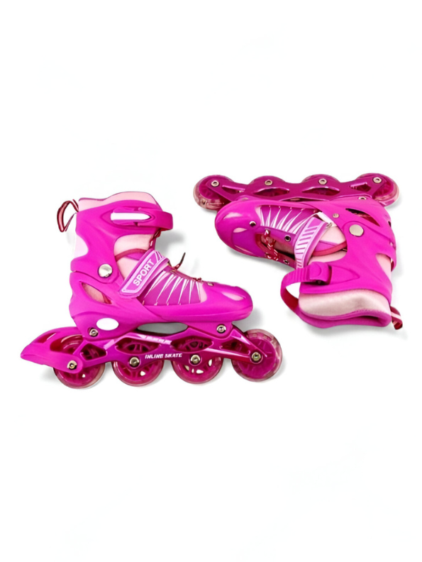 Pink - Pro-Grade Adjustable Inline Roller Skates with Flashing LED Light-Up Wheels - Unisex Design LMI10785