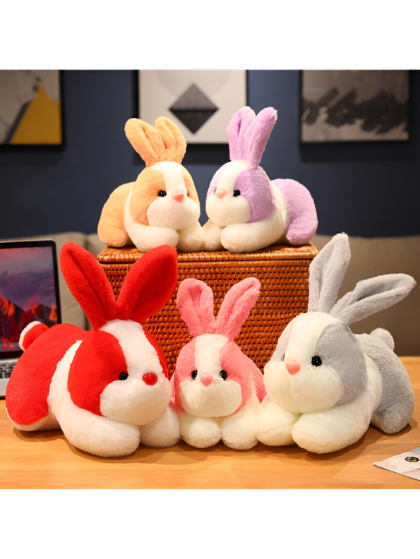 Cute Pink and White Bunny Stuffed Animal - Cuddly 8" Rabbit Soft Plush Toy for Kids LMI11102