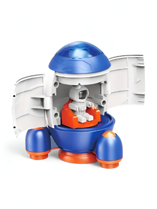 Mini Space Shuttle Building Kit | Orange & Blue Spaceship Model for Kids LMI12604