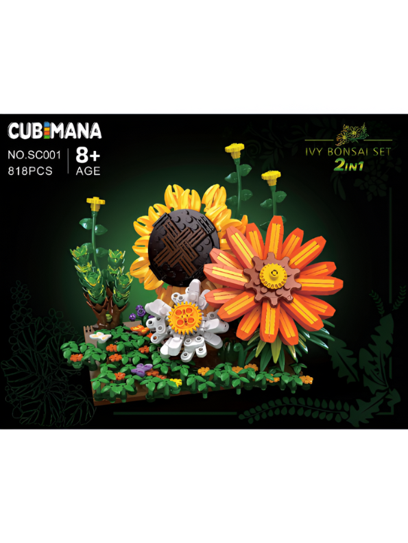 Sunflower Botanical Display Building Block Set - 924 PCS IVY BONSAI Flower Pot LEGO Set - Adult Home Decor & Gift TV5668