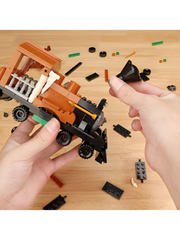 3-in-1 Western Gold Digger Building Block Set - 212 PCS Steam Train & Horse Wagon LEGO Set - COGO Cowboy Toy TV5632