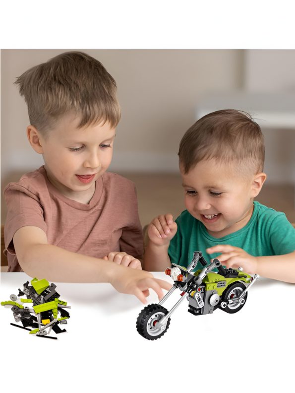 3-in-1 Highway Cruiser Motorcycle Building Block Set - 129 PCS ARCHITECT Chopper LEGO Set - Vehicle Model Toy for Ages 8+ TV867