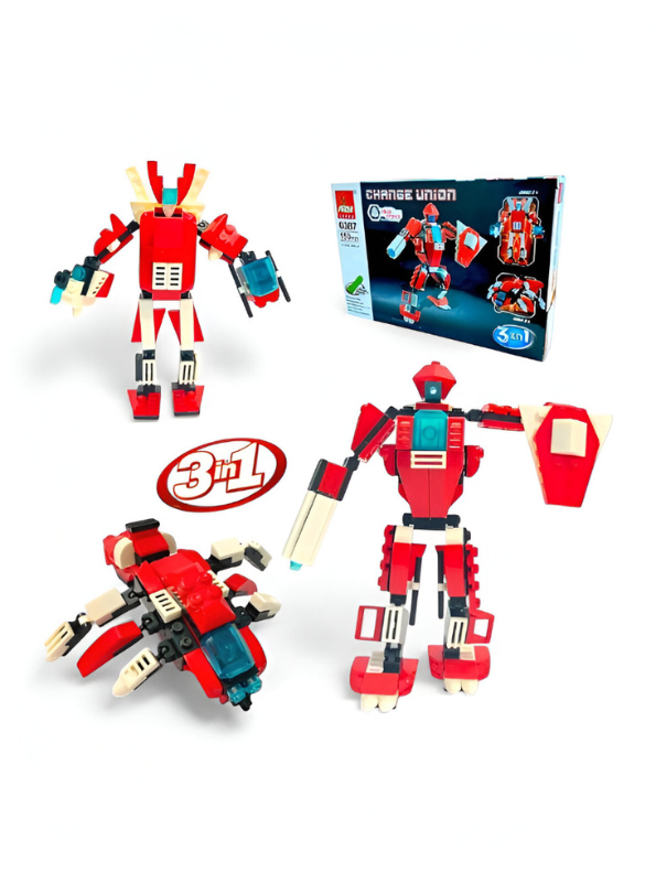 Red - Change Union 3-in-1 Transforming Robot LEGO Set | Blue Mecha Building Blocks Toy (150 Pcs) TV4834