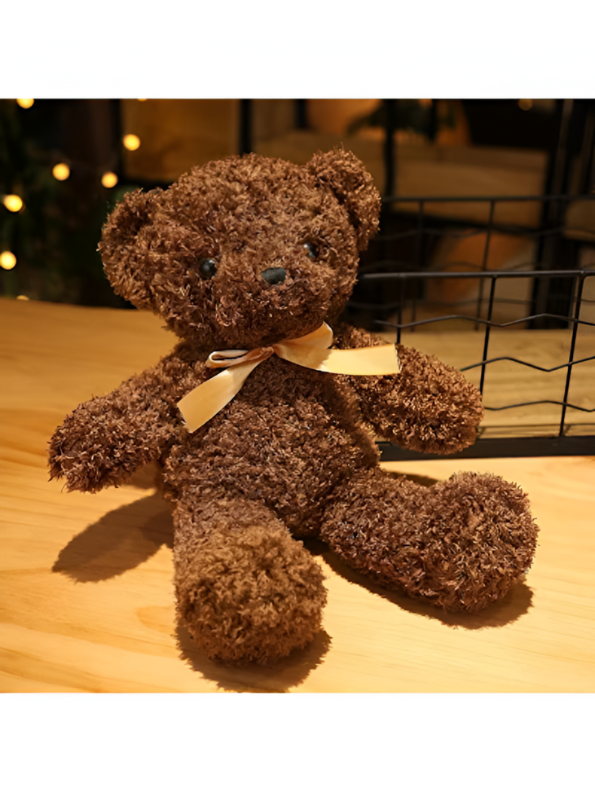 Brown Fluffy Teddy Bear with Bow - 8 Inch Soft Toy Gift LMI11371