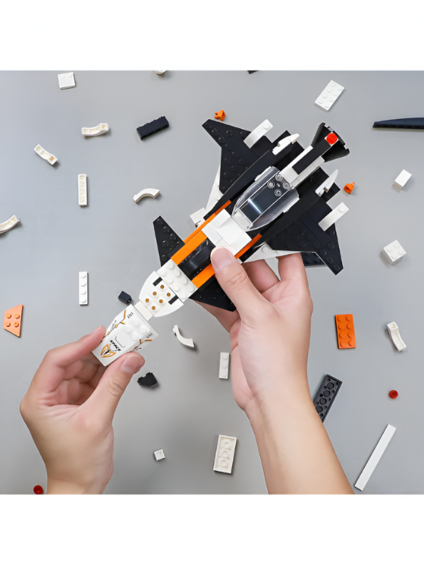 Space Shuttle Building Block Set - 3-in-1 Spaceship, Fighter, and Lander LEGO Set - 168 PCS STEM Toy for Future Astronauts TV847
