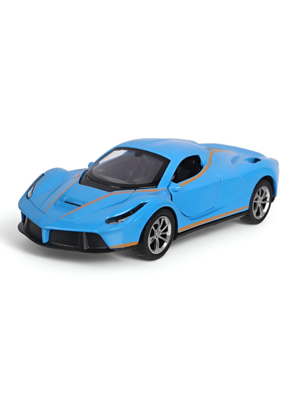 Blue Ferrari LaFerrari Toy Car 1:28 Scale for Kids & Adults | Premium Pull Back Action Model LMI14892