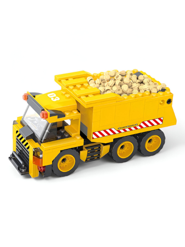 Construction Build Zone Building Block Set - COGO Dump Truck & Drill Vehicle 604 PCS LEGO Set - 3-in-1 Engineering Toy TV5104