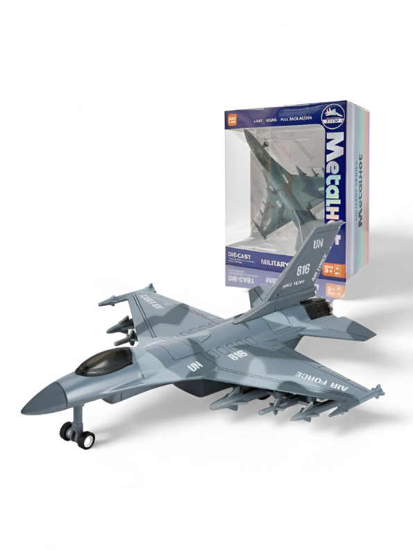 Collectible MetalHO Diecast Fighter Aircraft Model | Pull-Back Action Military Toy for Kids LMI15792