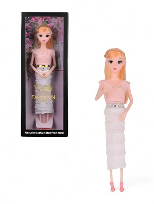 Kelly Fashion Girl Doll in Pink & White Layered Dress | 11-Inch Collectible Toy Doll in Gift Box LMI7724