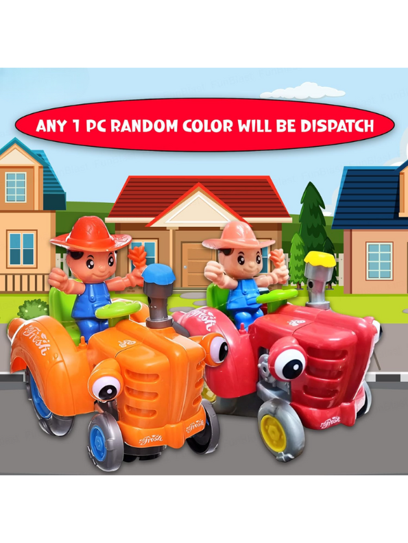 Interactive Bump & Go Toy Tractor with Flashing LED Lights & Music | Battery-Operated Farm Vehicle LMI13721