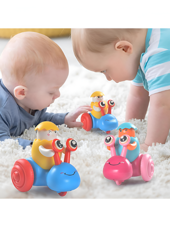 Blue - Push and Go Snail Toy with Winking Egg Rider | Rolling Baby & Toddler Motor Skills Toy LMI12712