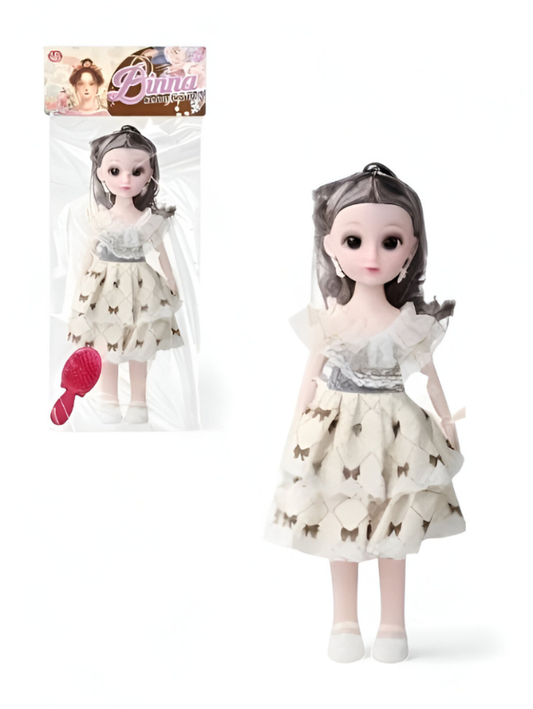 Binna Fashion Doll (11-Inch) with Grey Hair & Tiered Bow Dress | Includes Comb Accessory LMI13932