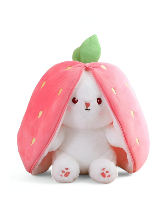 Cute Strawberry Rabbit Plush Toy - Kawaii Strawberry Bunny Stuffed Animal Soft Toy for Girls & Kids, Perfect Gift & Decor LMI11108