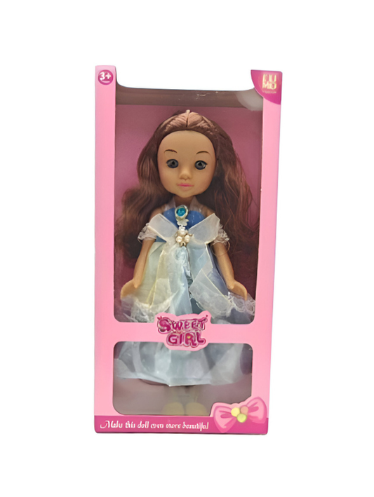 EUMO Sweet Girl Fashion Doll for Girls 3+ Years | Princess Dress-Up Toy with Long Brown Hair LMI14033