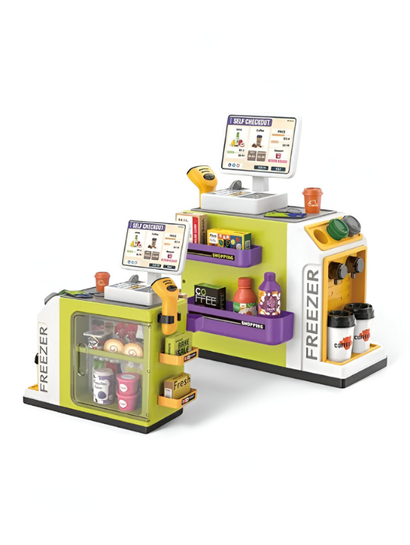 Self-Service Checkout Counter & Freezer Pretend Play Toy for Kids 3+ | Interactive Role Play Set NX13629