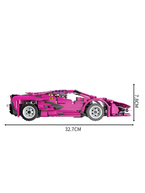 Pink Supercar Building Block Set - 929 PCS TECH-STORM Sports Vehicle LEGO Set - Lambocar Model for Ages 8+ TV5124