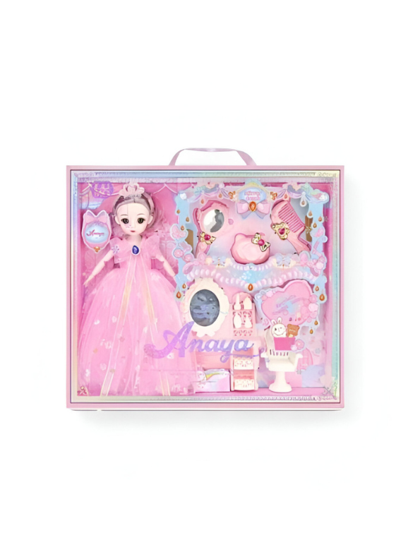 Anaya Pink Princess Fashion Doll Playset | Deluxe Vanity and Hair Salon Accessories Kit | Role Play Gift Toy for Girls NX15285