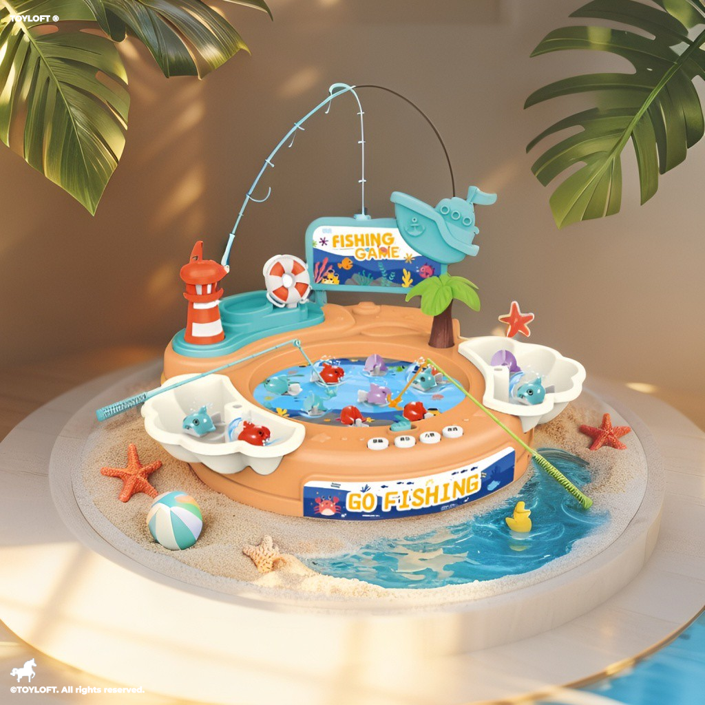 Electric Rotating Fishing Game Toy Set for Kids 3+ - Educational Music Fishing Hero NX15669