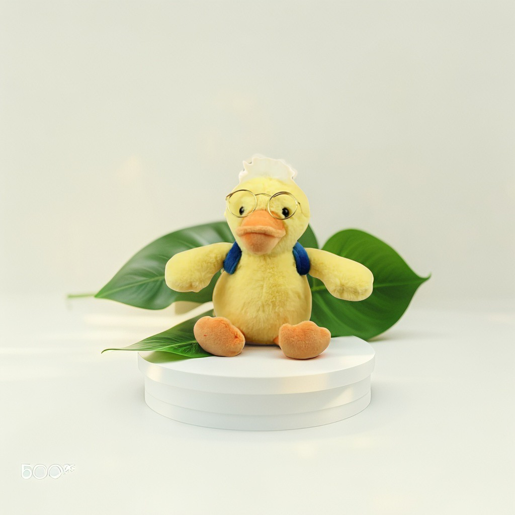 Yellow - Cute Duck Plushie with Mini Backpack & Eyeglasses – Soft Cuddly Stuffed Toy for Kids LMI11615.