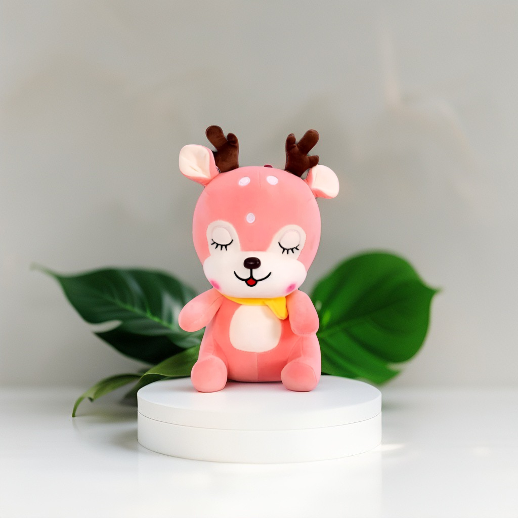 Pink - Cuddly Deer – 10 Inch Soft Plush Toy, Perfect Huggable Friend for Kids and Toddlers LMI11473.