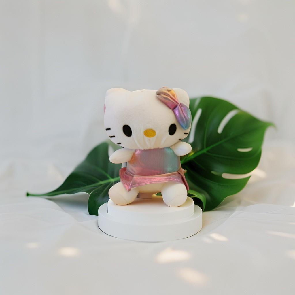 Hello Kitty Soft Toy: 7-Inch Plush Doll with Iridescent Dress & Bow - Perfect Gift for Kids & Fans LMI12011