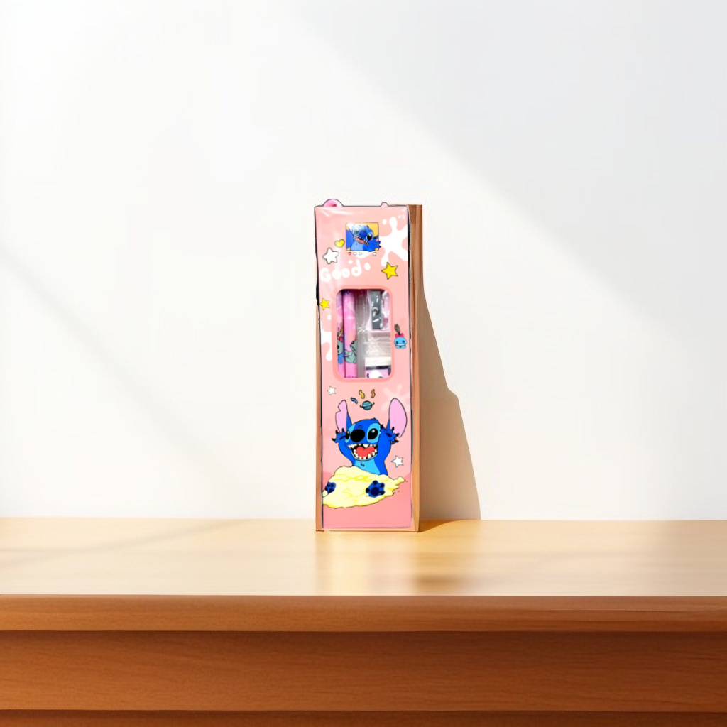 Stitch-themed Stationery Set for Kids – 2 Pencils, 1 Eraser & 1 Sharpener Combo for School Pink NOVHBC-1881224.