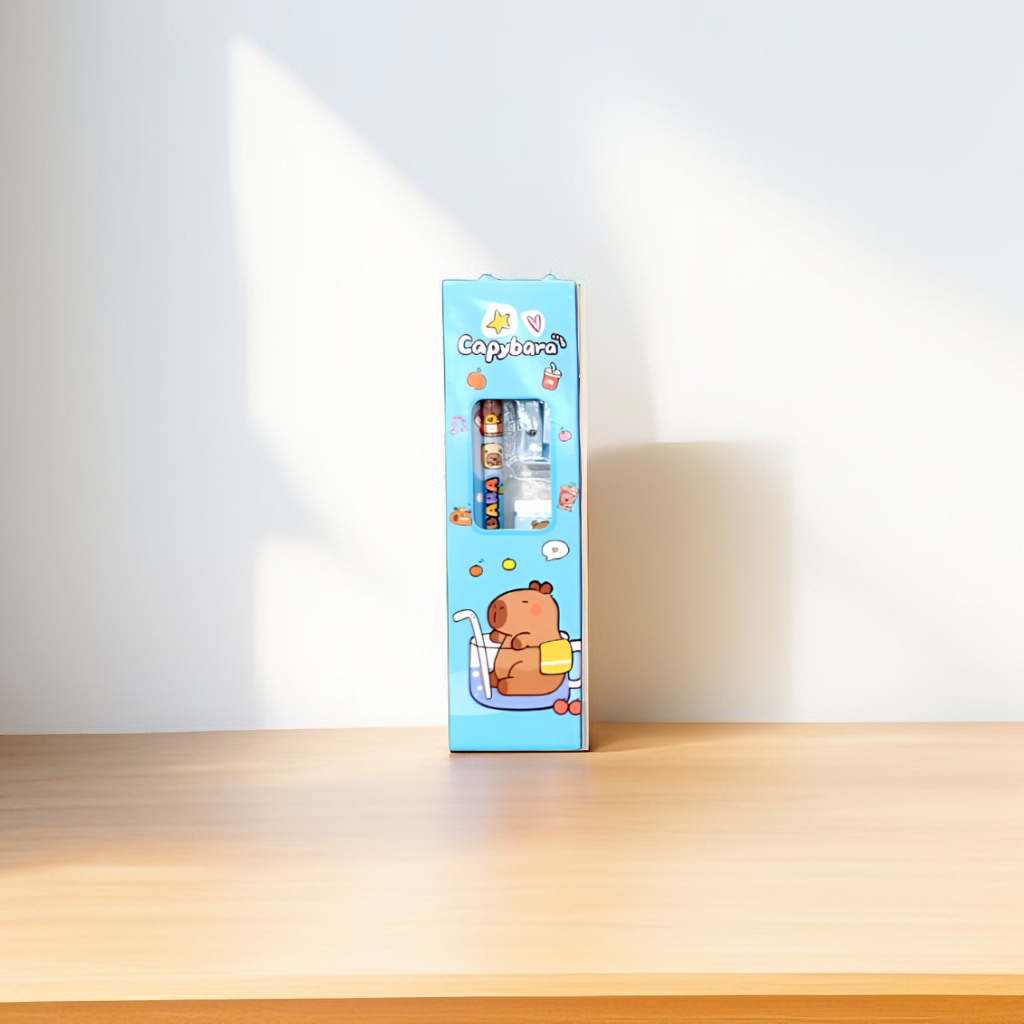Capybara Stationery Set – 2 Pencils, Eraser & Sharpener Combo for School NOVHBC-1881224.