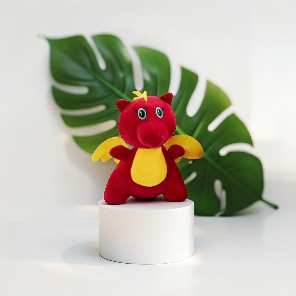 Plush Dragon Stuffed Animal - Adorable Red Soft Toy with Wings LMI11925