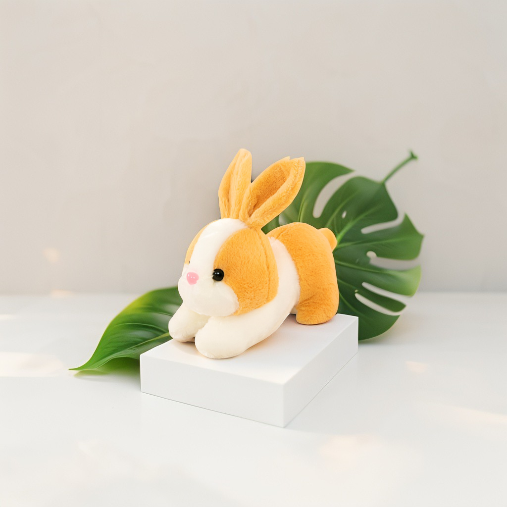 Cute Yellow and White Bunny Stuffed Animal - Cuddly 8" Rabbit Soft Plush Toy for Kids LMI11102