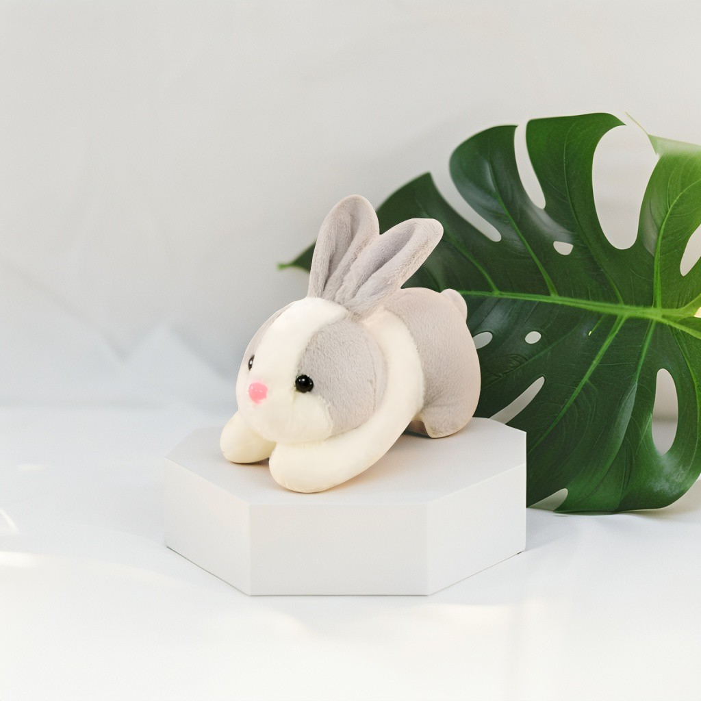 Cute Grey and White Bunny Stuffed Animal - Cuddly 8" Rabbit Soft Plush Toy for Kids LMI11102