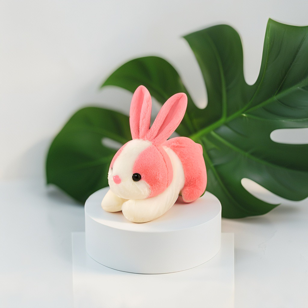 Cute Pink and White Bunny Stuffed Animal - Cuddly 8" Rabbit Soft Plush Toy for Kids LMI11102