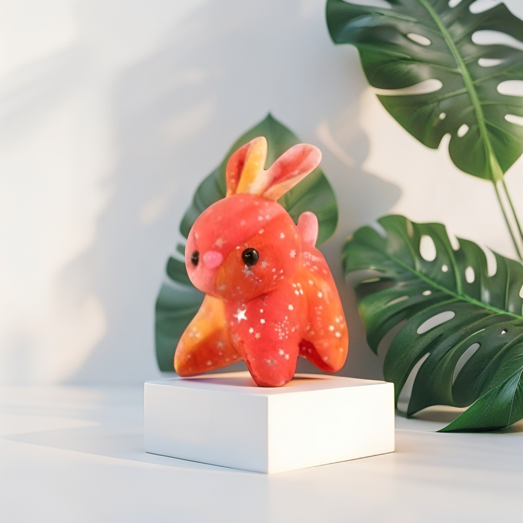 Fuzzy Orange Rabbit Soft Toy with Star Glitter - Cute Plush Bunny for Kids LMI11911