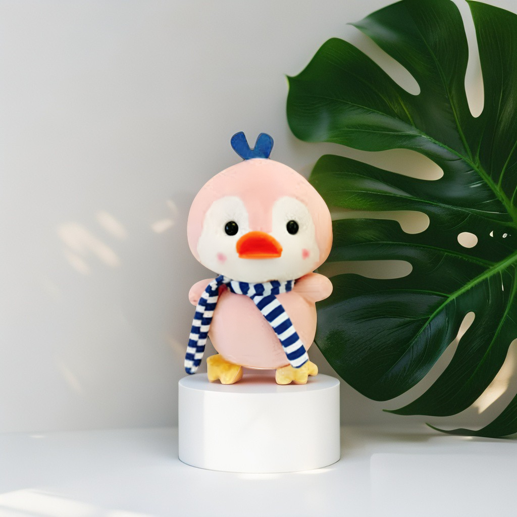 Cute Pink Duck Stuffed Animal with Blue Scarf, 7-Inch Plush Toy for Kids LMI11603.